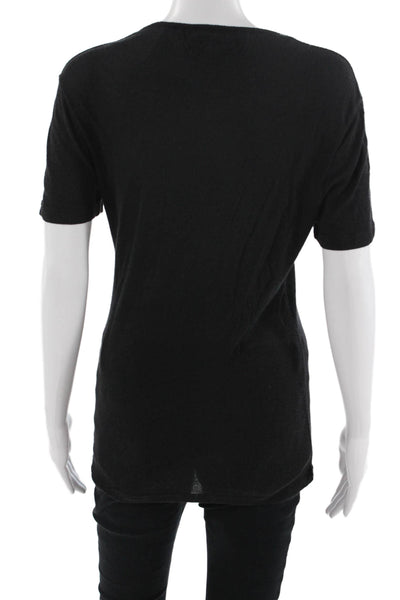Helmut Lang Women Black Petite Angora Basic T-Shirt Short Sleeve Size S