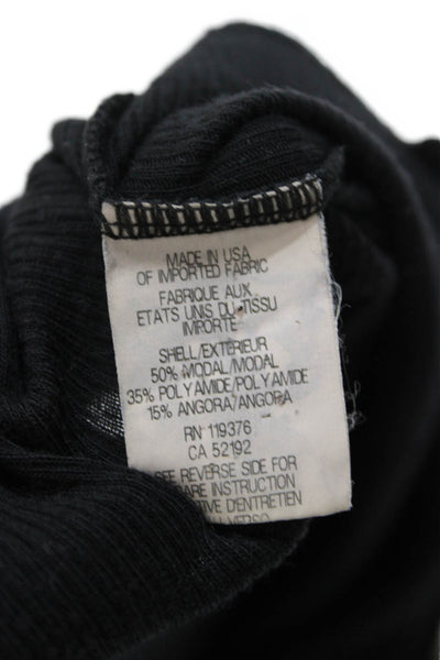 Helmut Lang Women Black Petite Angora Basic T-Shirt Short Sleeve Size S