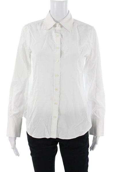 Club Monaco Women Basic Collared Button Up Long Sleeve White Petite Top Size S