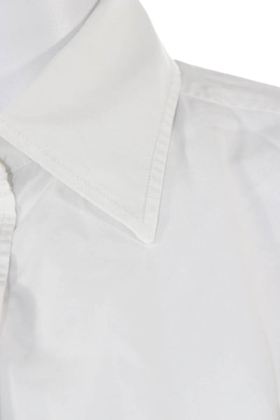 Club Monaco Women Basic Collared Button Up Long Sleeve White Petite Top Size S