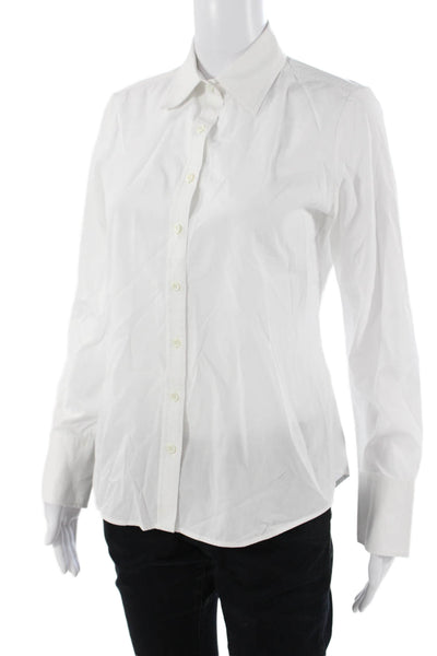 Club Monaco Women Basic Collared Button Up Long Sleeve White Petite Top Size S