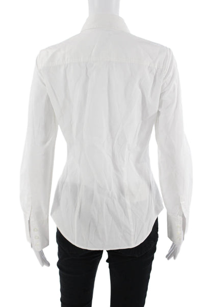 Club Monaco Women Basic Collared Button Up Long Sleeve White Petite Top Size S