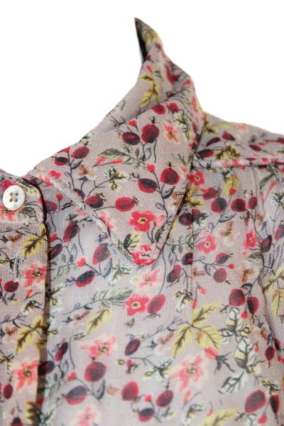 Ba&Sh Womens Beige Floral Collared Button Up Long Sleeve Viscose Blouse Size XS