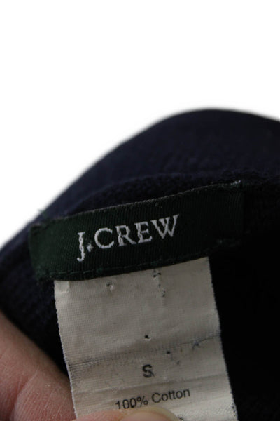 J Crew Women Pea Coat Dark Blue Cotton Button 3/4 Sleeve Mock Neck Size S