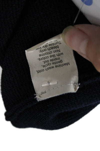 J Crew Women Pea Coat Dark Blue Cotton Button 3/4 Sleeve Mock Neck Size S