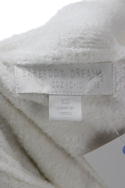 Barefoot Dreams Unisex Cardigan White Striped 75% Nylon 25% Bamboo Size XS