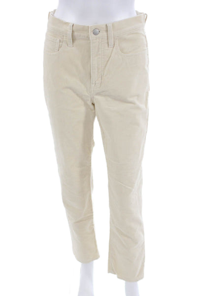 J Crew Unisex Ankle Cropped Beige Button Solid Pants Size 27
