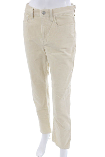 J Crew Unisex Ankle Cropped Beige Button Solid Pants Size 27