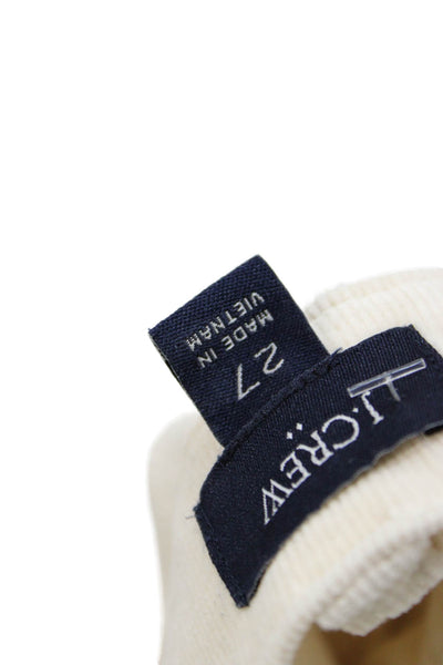 J Crew Unisex Ankle Cropped Beige Button Solid Pants Size 27