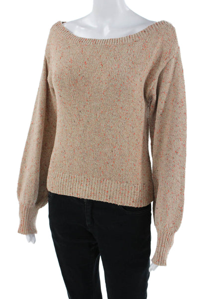 Intermix Women Pullover Sweater Beige Long Sleeve Round Neck Size L