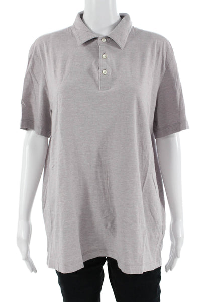 Theory Mens Point Collar Polo Gray Cotton Short Sleeve Size XL