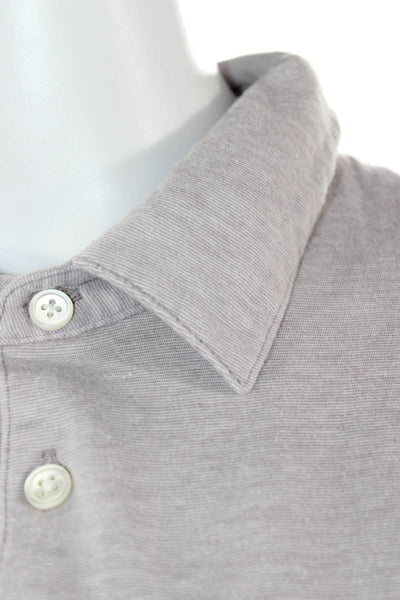 Theory Mens Point Collar Polo Gray Cotton Short Sleeve Size XL