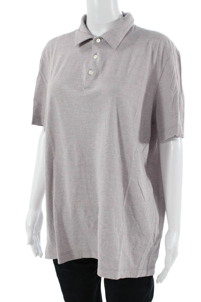 Theory Mens Point Collar Polo Gray Cotton Short Sleeve Size XL