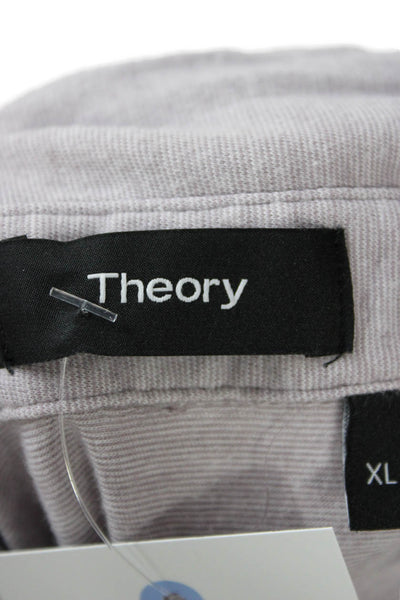 Theory Mens Point Collar Polo Gray Cotton Short Sleeve Size XL