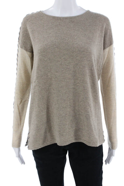 Claudia Nichole Women Beige Pullover Sweater Crew Neck Long Sleeve Size XS