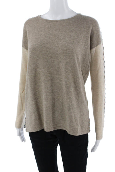 Claudia Nichole Women Beige Pullover Sweater Crew Neck Long Sleeve Size XS