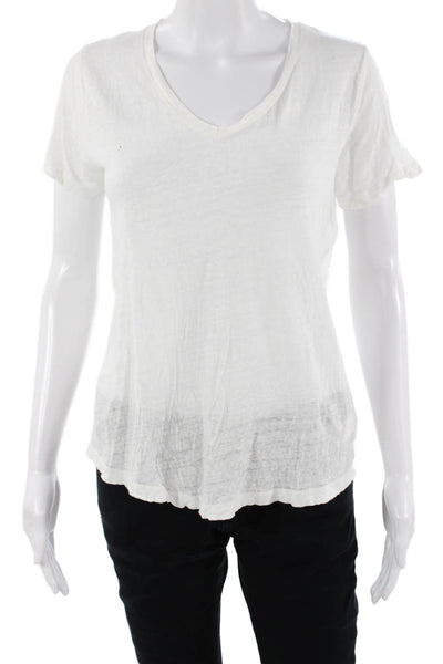 Vineyard Vines Womens Linen V-Neck T-Shirt White Short Sleeve Size XS