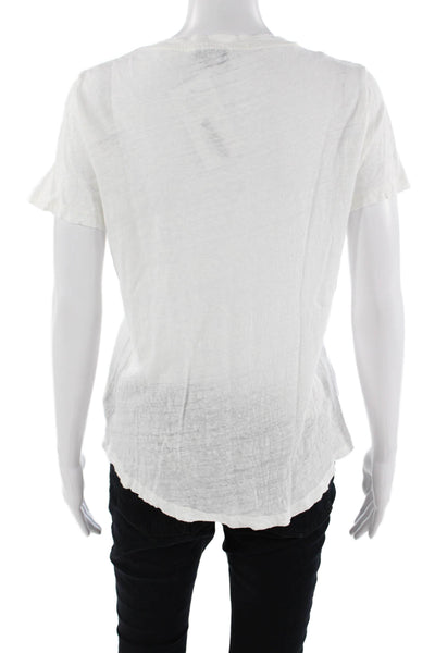 Vineyard Vines Womens Linen V-Neck T-Shirt White Short Sleeve Size XS