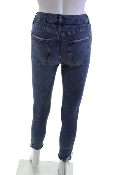 Agolde Women Ankle Cropped Skinny Dark Blue Mid Rise Button Jeans Size 25