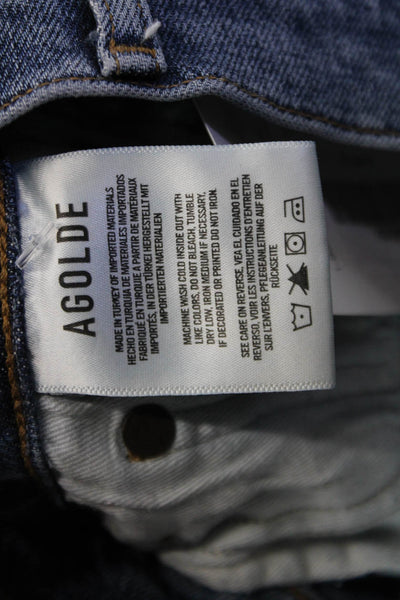 Agolde Women Ankle Cropped Skinny Dark Blue Mid Rise Button Jeans Size 25