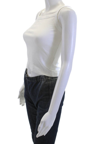 Zara Womens Cropped Cotton Sleeveless Square Neck Tank White Size XS