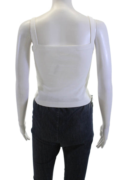 Zara Womens Cropped Cotton Sleeveless Square Neck Tank White Size XS