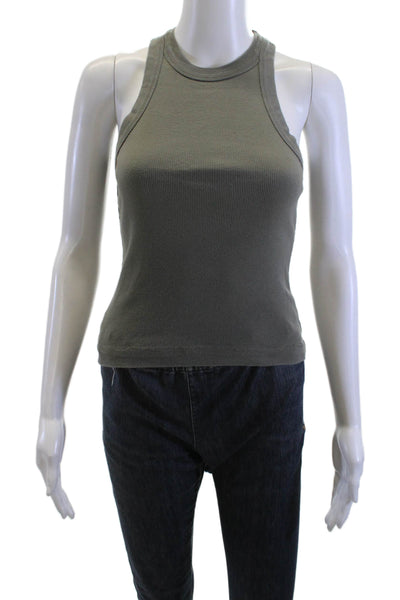 Standard James Perse Womens Basic Sleeveless High Neck Tank Solid Green Size 0