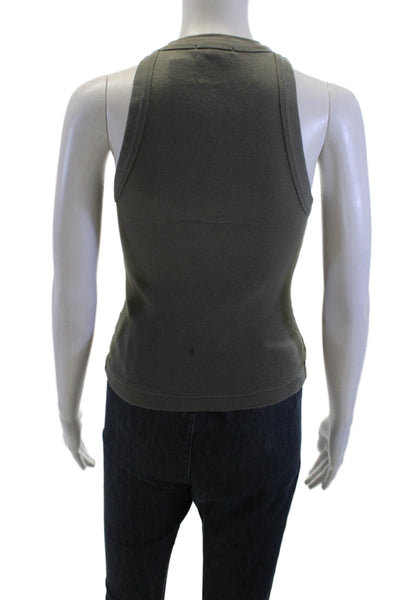 Standard James Perse Womens Basic Sleeveless High Neck Tank Solid Green Size 0