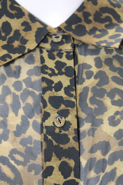 Favorite Daughter Women Black Animal Print Button Up Blouse Size L Tall