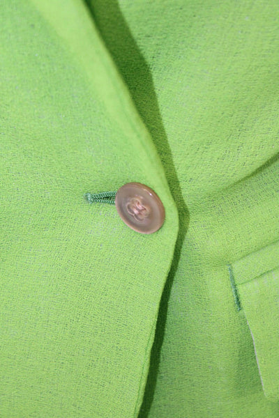 Designer Unisex Collared Green Polyester Blazer Button Long Sleeve Size 36