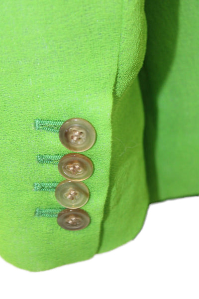Designer Unisex Collared Green Polyester Blazer Button Long Sleeve Size 36