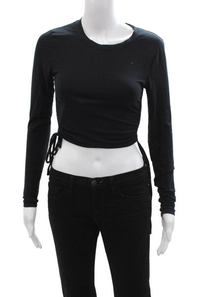 Abercrombie & Fitch Women Cropped Black Long Sleeve T-Shirt 90s Size XS