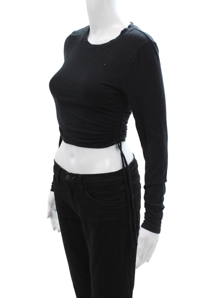 Abercrombie & Fitch Women Cropped Black Long Sleeve T-Shirt 90s Size XS