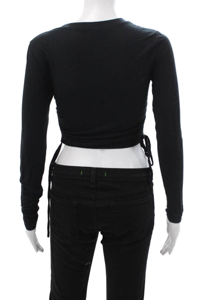 Abercrombie & Fitch Women Cropped Black Long Sleeve T-Shirt 90s Size XS