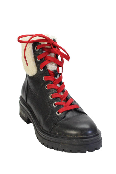 Kenneth Cole Womens Leather Lace Up Boots Navy Size 7.5