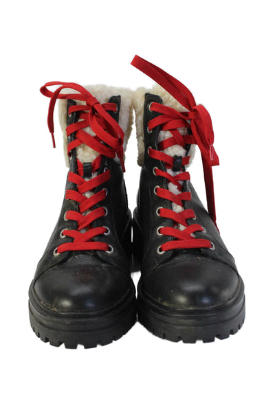 Kenneth Cole Womens Leather Lace Up Boots Navy Size 7.5