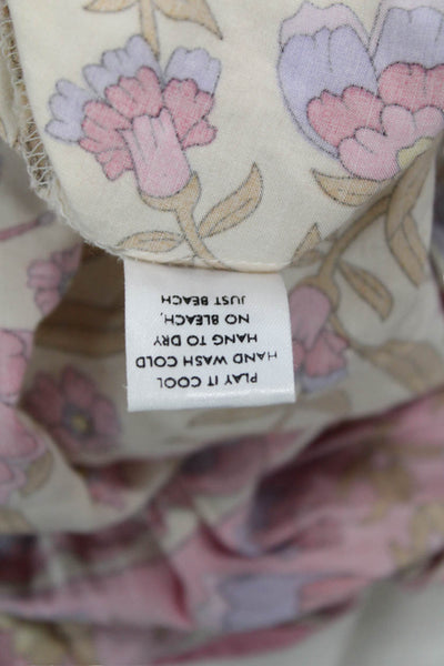 Walker & Wade Womens Blouson Sundress Beige Floral Rayon Short Sleeve Size M