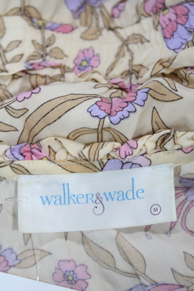 Walker & Wade Womens Blouson Sundress Beige Floral Rayon Short Sleeve Size M