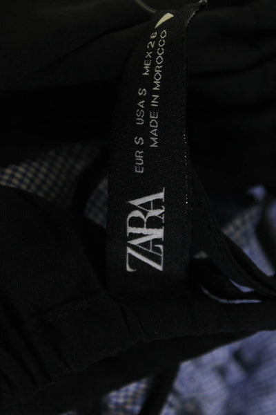 Zara Women Cropped Camisole Black Modal Polyester Sleeveless Size S