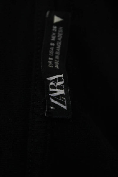 Zara Womens Cropped Sleeveless Black Cotton Crew Neck T-Shirt Size S