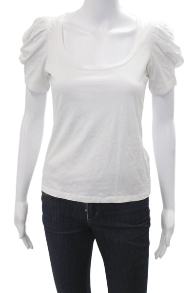 A.L.C. Womens Jersey White Cotton Square Neck Short Sleeve Tee Size XS