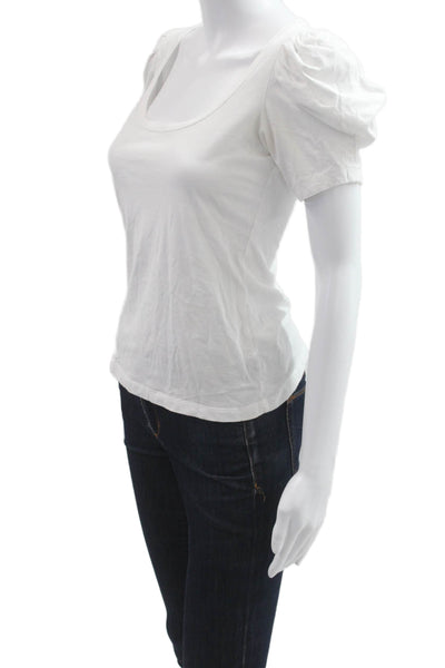A.L.C. Womens Jersey White Cotton Square Neck Short Sleeve Tee Size XS
