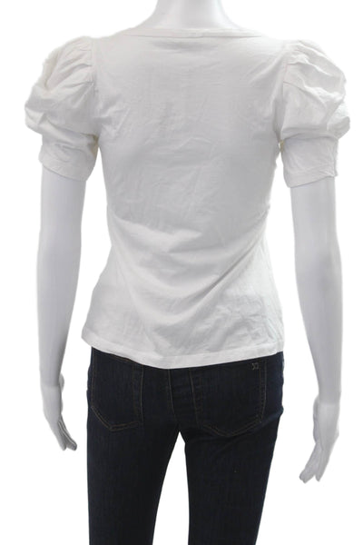 A.L.C. Womens Jersey White Cotton Square Neck Short Sleeve Tee Size XS