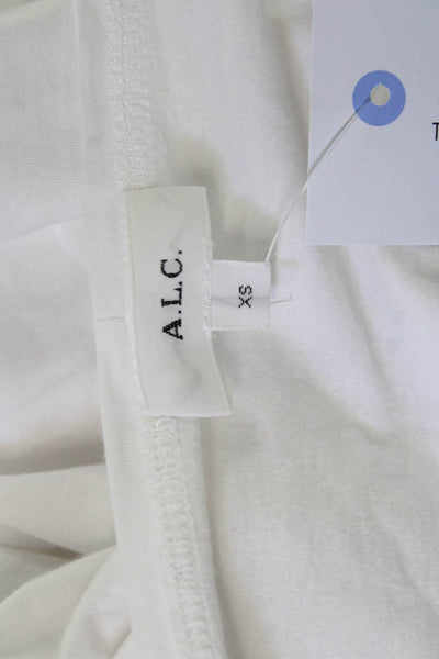 A.L.C. Womens Jersey White Cotton Square Neck Short Sleeve Tee Size XS