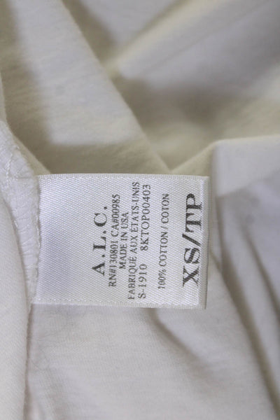 A.L.C. Womens Jersey White Cotton Square Neck Short Sleeve Tee Size XS