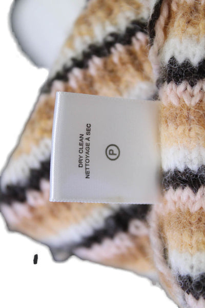 ALC Unisex Beige Striped V-Neck Cardigan Wool Alpaca Long Sleeve Size M