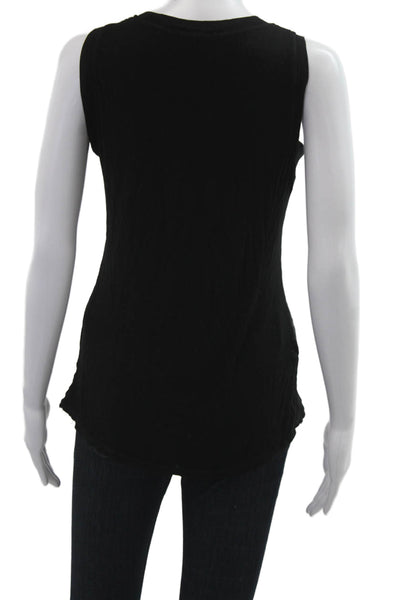 Natacha Women Basic Sleeveless V-Neck Viscose Silk Tank Black Size S