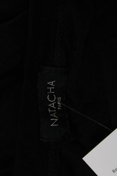 Natacha Women Basic Sleeveless V-Neck Viscose Silk Tank Black Size S