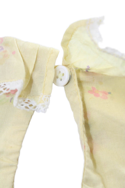 Laurence Bras Women Bohemian Yellow Floral High Neck 3/4 Sleeve Blouse Size S
