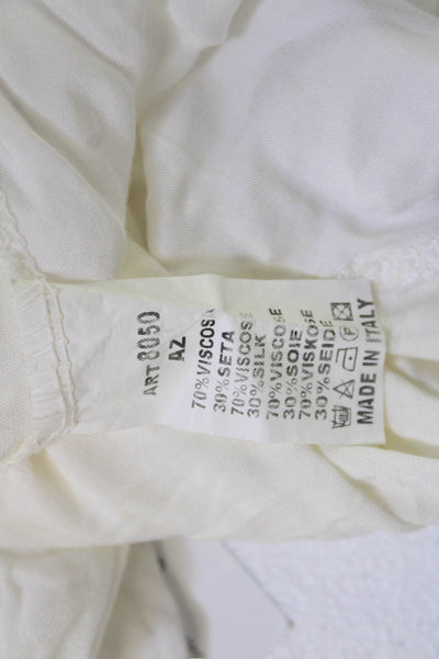Natacha Women Sleeveless V Neck Silk Viscose Tank White Basic Designer Size S